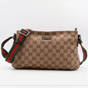 CD53 💖 GUCCI Monogram Web Flat Messenger Crossbody